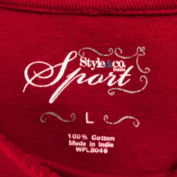 Style & Co. Sport Red Long Sleeve Knit Top L - Picture 4 of 8
